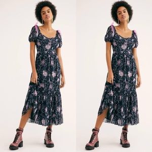 LoveShackFancy Angie Midi Dress in Black